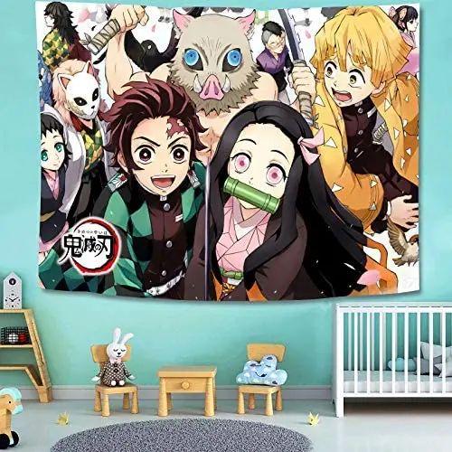 Iblis avcısı Tapestrys iblis avcısı Posteri Anime Dekor Oturma Odası duvar halısı Yatak Odası Kawaii Odası Dekor Anime Goblen