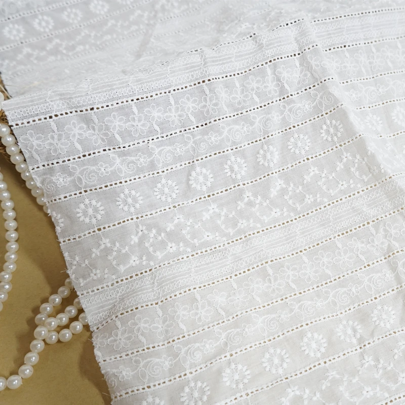 Çizgili Papatya Çiçekler Yerleşimi Pamuk Dantel Kumaş Yaprak Asma Yama kumaş DIY El Sanatları İçin elbise Bluz Perde kaynağı gelinlik