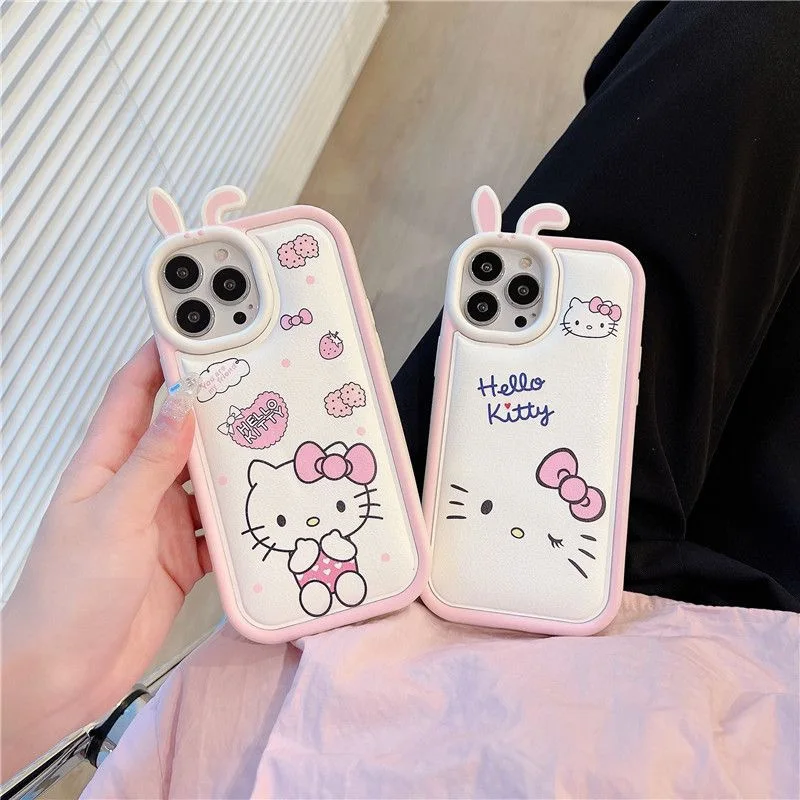 Sanrio sevimli Hello Kitty tavşan lens Telefon Kılıfları iPhone 14 13 12 11 Pro Max Arka Kapak