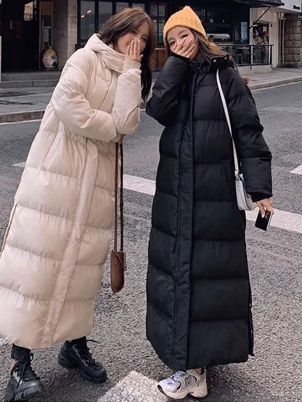 ceketler için Ekstra Kadınlar Uzun 2023 Kış Kalınlaşmış Pamuk kapitone ceket Kapşonlu Palto Kore Gevşek sıcak tutan kaban Parka Femme SGG677