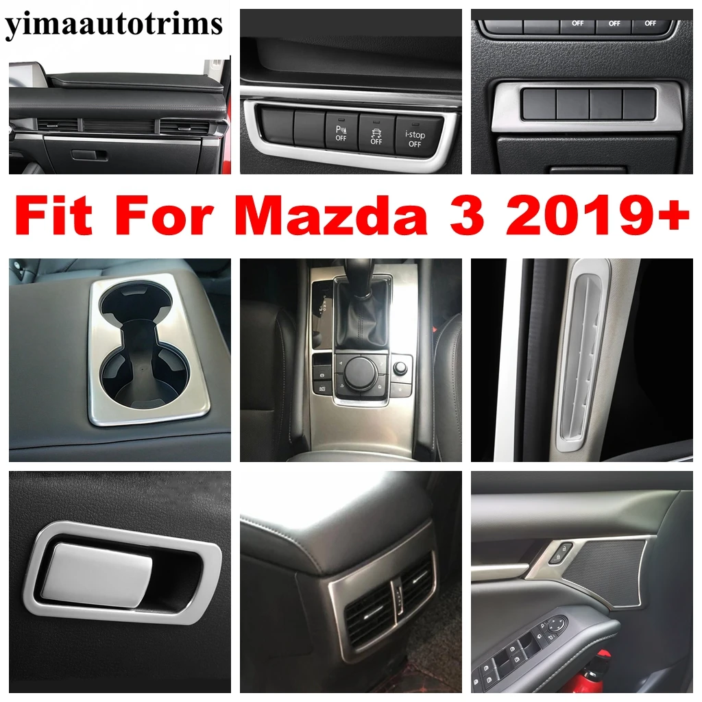 Paslanmaz Çelik Aksesuarlar Merkezi kontrol şeridi / kafa ışık düğmesi / Hava AC Havalandırma Gümüş Kapak Trim İçin Mazda 3 2019 - 2022