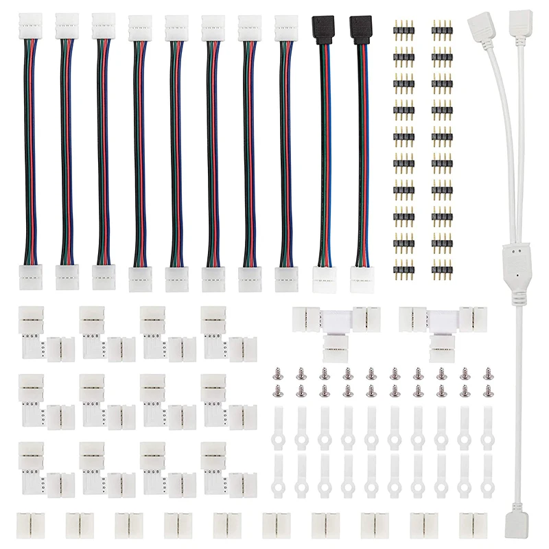 5050 10Mm 4Pin için LED Şerit konektör Kiti, 8 Tip Lehimsiz LED Şerit Aksesuarı içerir, Çoğu Parçayı Sağlar