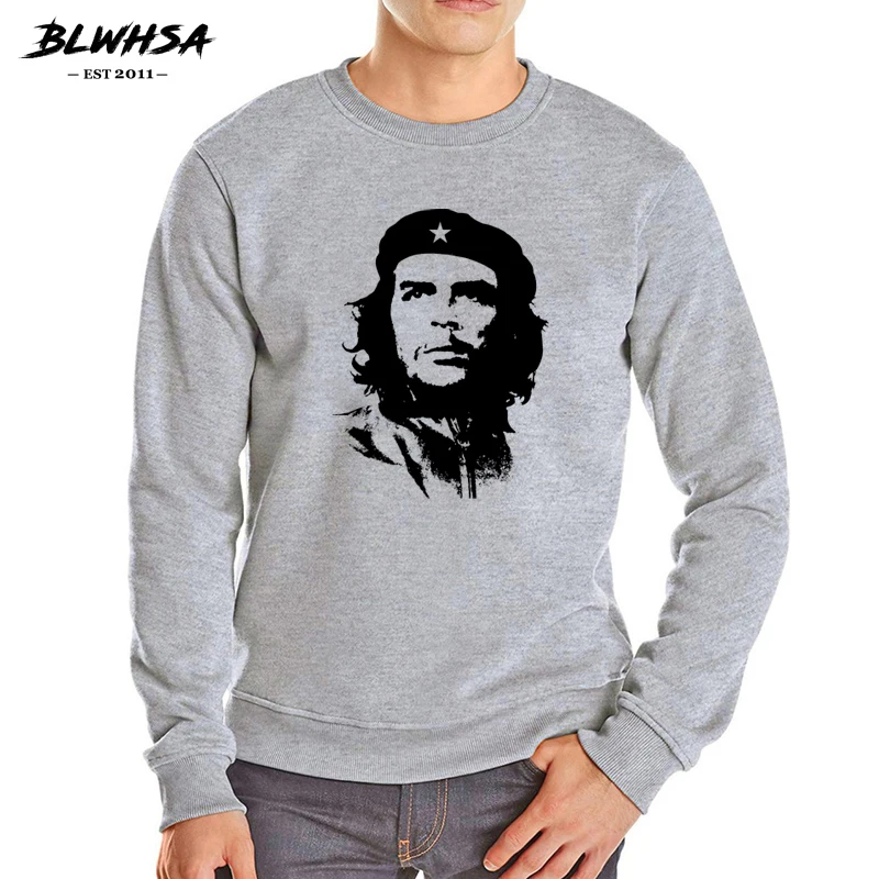 BLWHSA Yeni Moda Erkek Hoodies Polar Baskılı Che Guevara Adam Hoody Sıcak Tutmak Kazak Aktif Gevşek Erkek Giyim Giyim