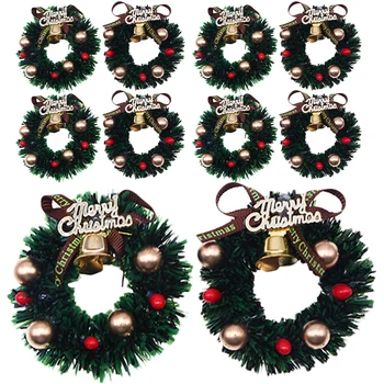 Çelenk Noel Mini Çelenkler Ağacı Asılı Miniaturexmas Süsler Yapay Yay Craftsaccessories Ev Kolye Çelenk  4