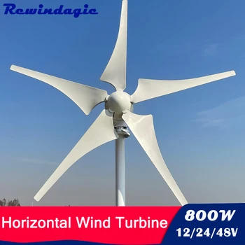 Çin Fabrika 800 W 12 v 24 v 48 v Yatay Rüzgar Türbini Rüzgar Jeneratörü İçin mppt denetleyicisi ile Ev Kullanımı  5