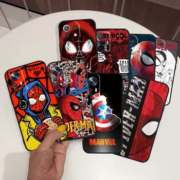 Örümcek adam Deadpool Marvel Xiaomi Mi 12 12T 11 10 11T 10T 9T 9 Not 10 Ultra Pro Lite TPU Yumuşak Silikon Siyah telefon kılıfı  5