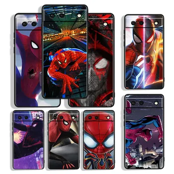 Örümcek adam Marvel telefon kılıfı İçin Google Piksel 4 Piksel 4A Piksel 5 Piksel 5A Piksel 6 Piksel 6a Piksel 7 XL Pro Siyah Funda Kapak Yumuşak  5